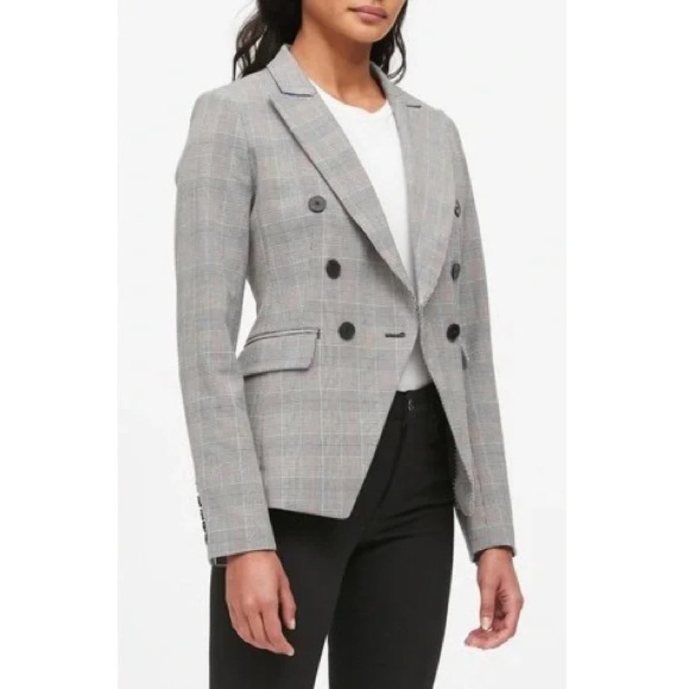 Banana Republic Double Breasted Plaid Blazer Jacket Coat Buttons Sold Out Style